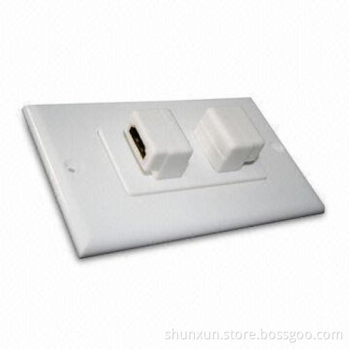 Wall Plate with Dual Ports, Female to Female Adapter and 90 Degrees Angle